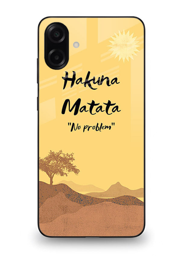 Warm sunset carefree message printed on Samsung M13 5G glass back cover with bright tones.