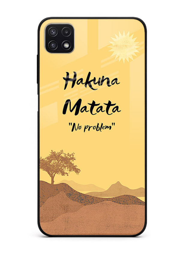 Warm sunset carefree message printed on Samsung A22 5G glass back cover with bright tones.