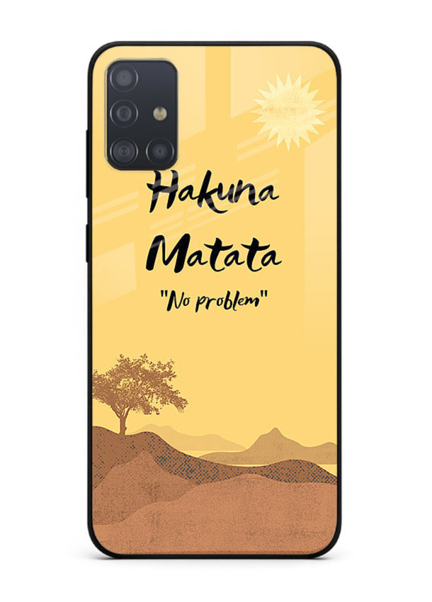 Warm sunset carefree message printed on Samsung A51 glass back cover with bright tones.