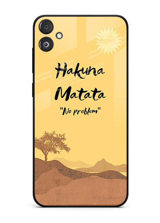 Warm sunset carefree message printed on Samsung F05 5G glass back cover with bright tones.