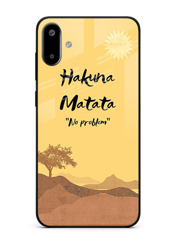 Warm sunset carefree message printed on Samsung F06 5G glass back cover with bright tones.