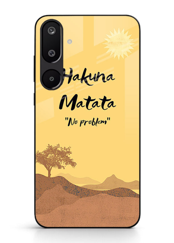 Warm sunset carefree message printed on Samsung M16 5G glass back cover with bright tones.
