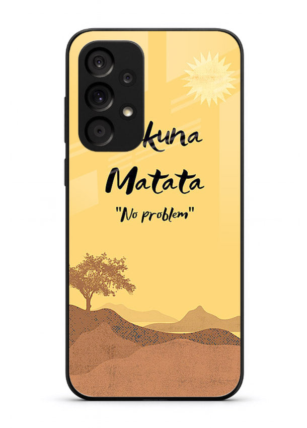 Warm sunset carefree message printed on Samsung A73 5G glass back cover with bright tones.