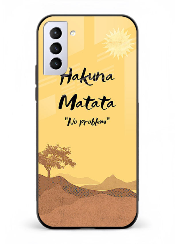 Warm sunset carefree message printed on Samsung S21 FE glass back cover with bright tones.