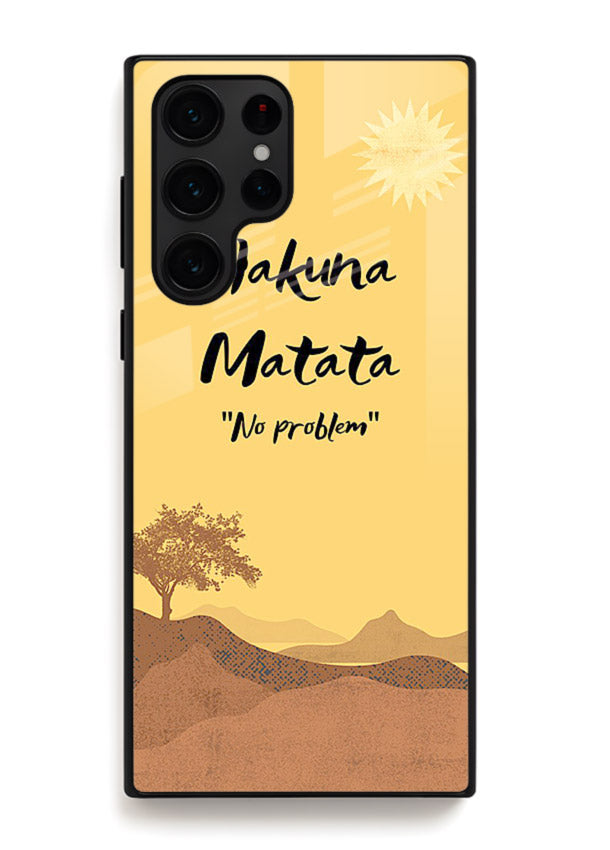 Warm sunset carefree message printed on Samsung S23 Ultra glass back cover with bright tones.
