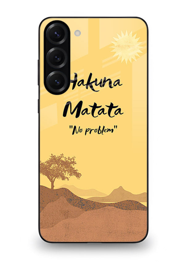 Warm sunset carefree message printed on Samsung S23 Plus glass back cover with bright tones.
