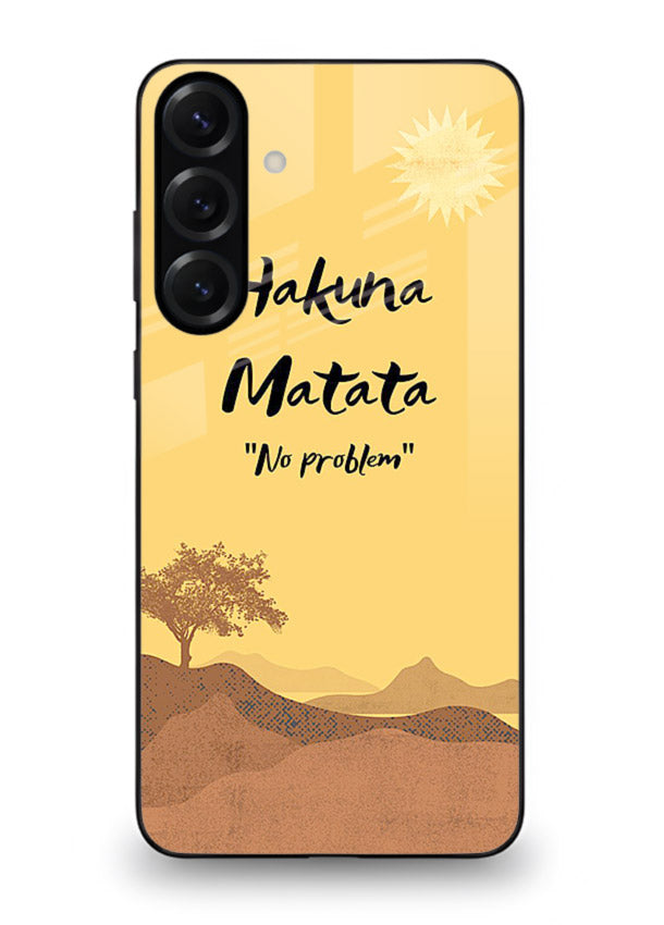 Warm sunset carefree message printed on Samsung M34 5G glass back cover with bright tones.