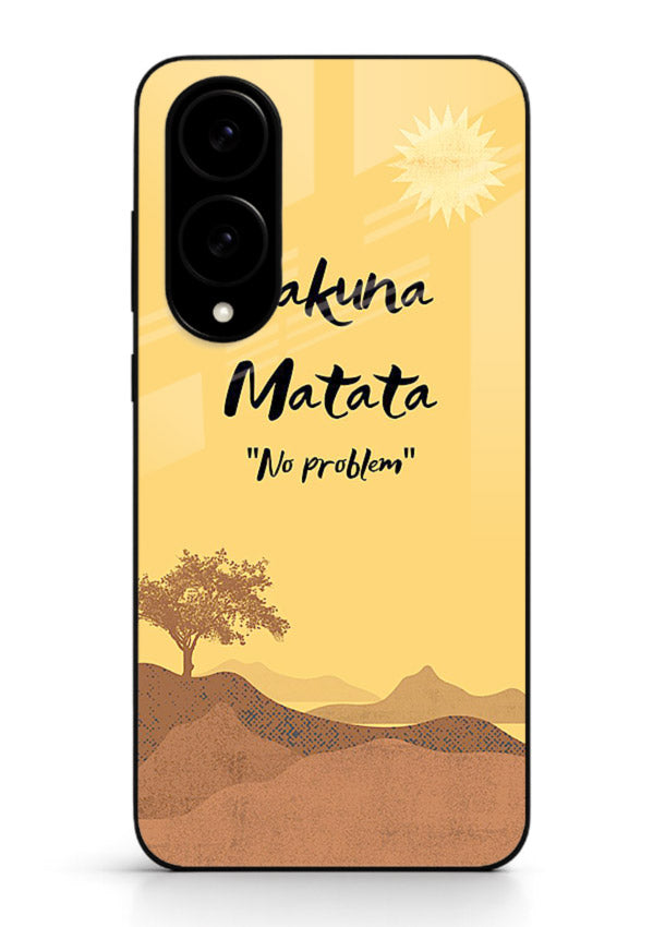Warm sunset carefree message printed on Samsung S25 Edge glass back cover with bright tones.