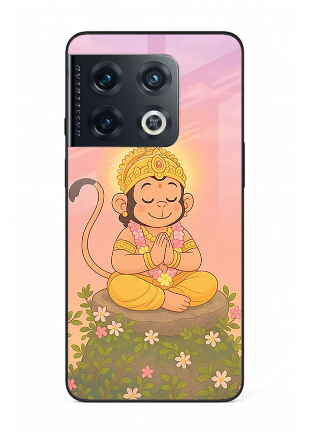 Cute Baby Hanuman art OnePlus 10 Pro devotional glass back cover cartoon style