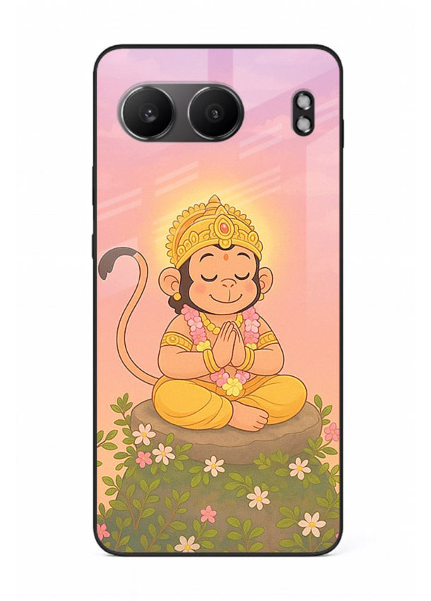 Cute Baby Hanuman art OnePlus Nord 4 devotional glass back cover cartoon style