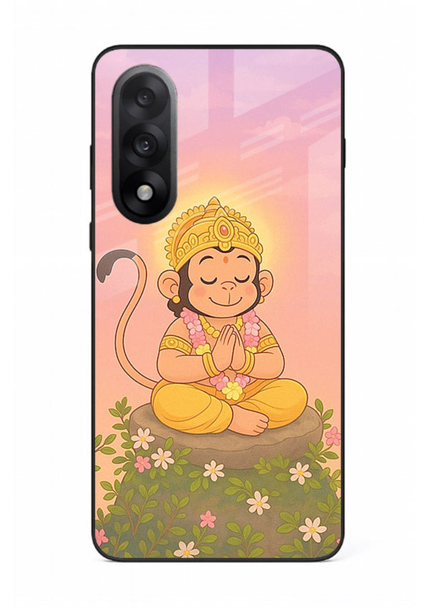 Cute Baby Hanuman art OnePlus Nord 5 devotional glass back cover cartoon style