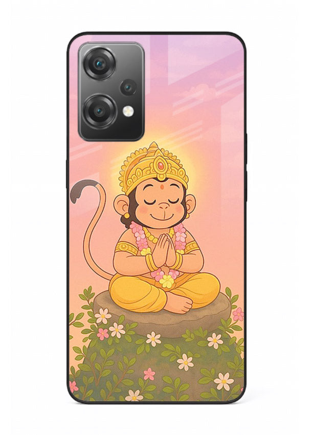 Cute Baby Hanuman art OnePlus Nord CE2 Lite 5G devotional glass back cover cartoon style