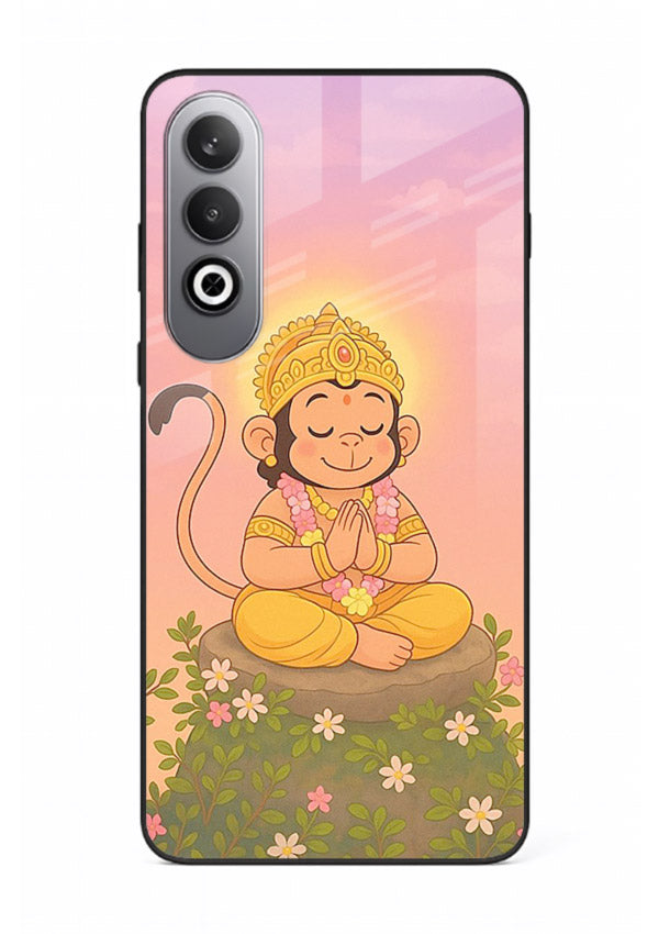 Cute Baby Hanuman art OnePlus Nord CE4 devotional glass back cover cartoon style