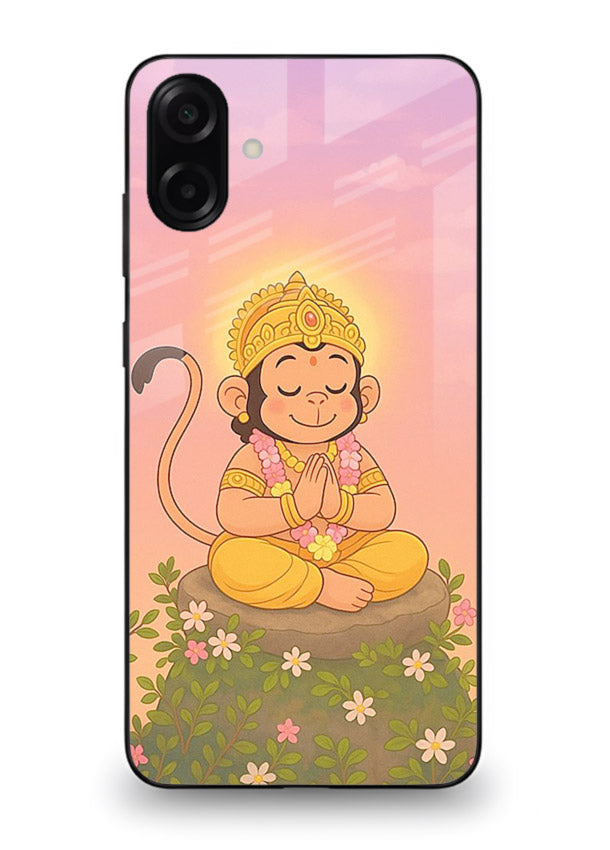 Cute Baby Hanuman art Samsung A07 4G devotional glass back cover cartoon style