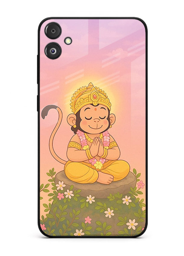 Cute Baby Hanuman art Samsung F14 5G devotional glass back cover cartoon style