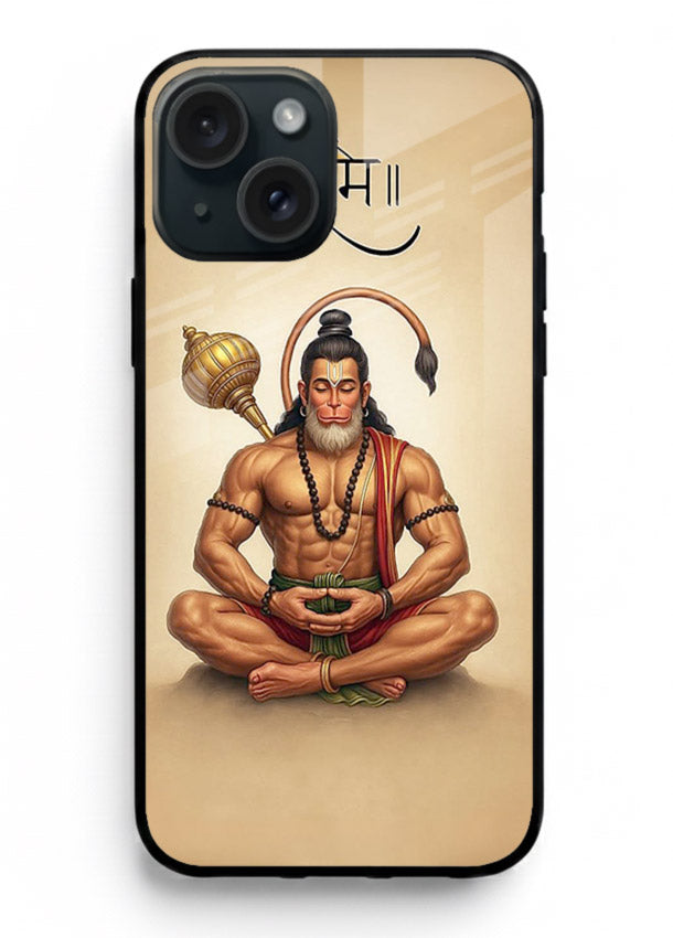 Lord Hanuman meditation pose iphone 13 mini glass back devotional calm cover