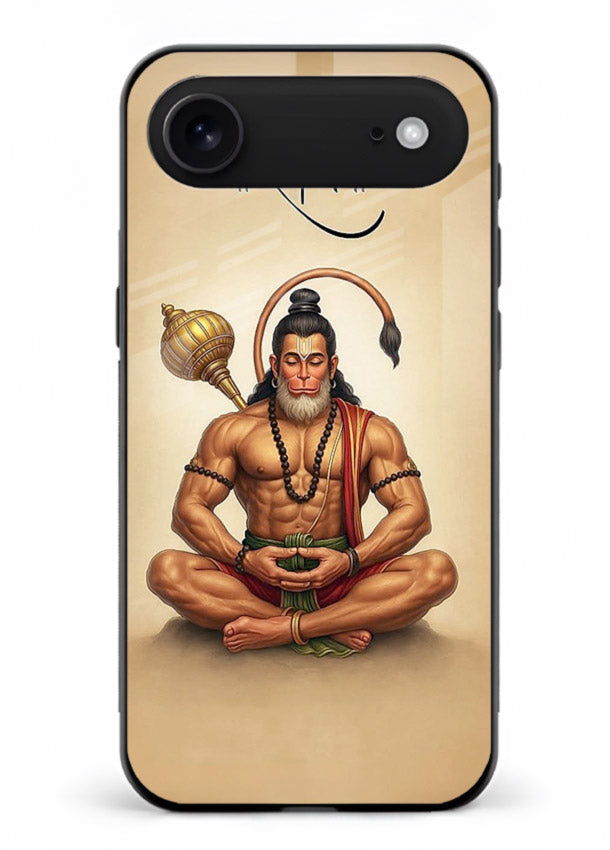 Lord Hanuman meditation pose iphone 17 air glass back devotional calm cover