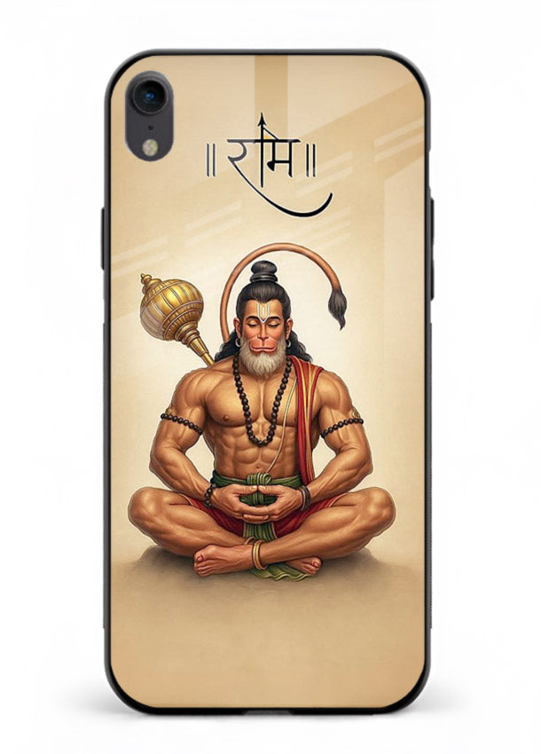 Lord Hanuman meditation pose iphone xr glass back devotional calm cover