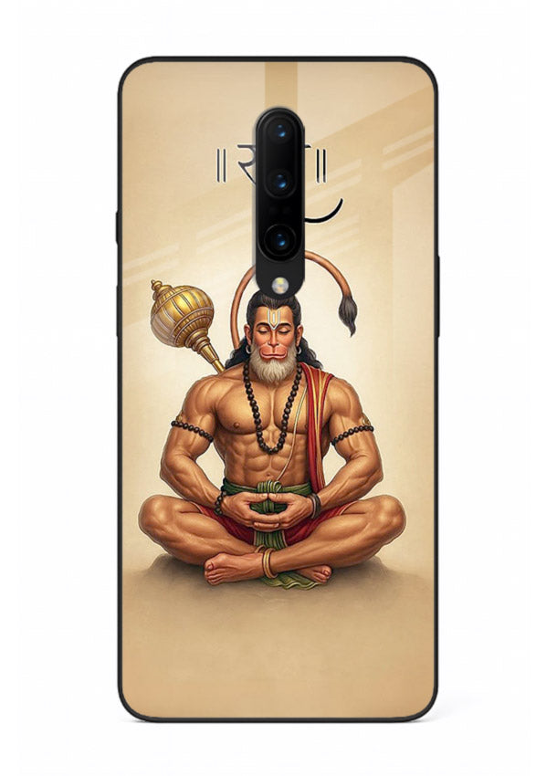 Lord Hanuman meditation pose OnePlus 8 glass back devotional calm cover