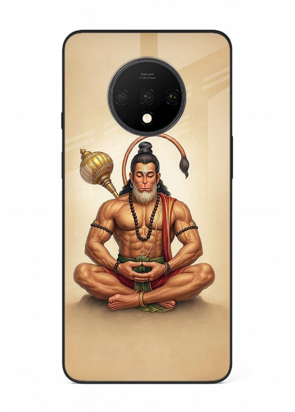Lord Hanuman meditation pose OnePlus 7T glass back devotional calm cover