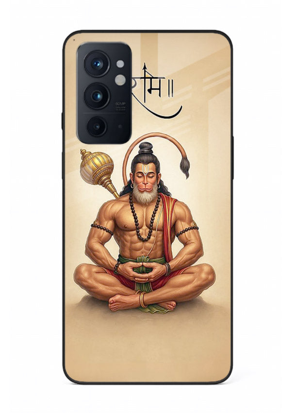 Lord Hanuman meditation pose OnePlus 9RT glass back devotional calm cover