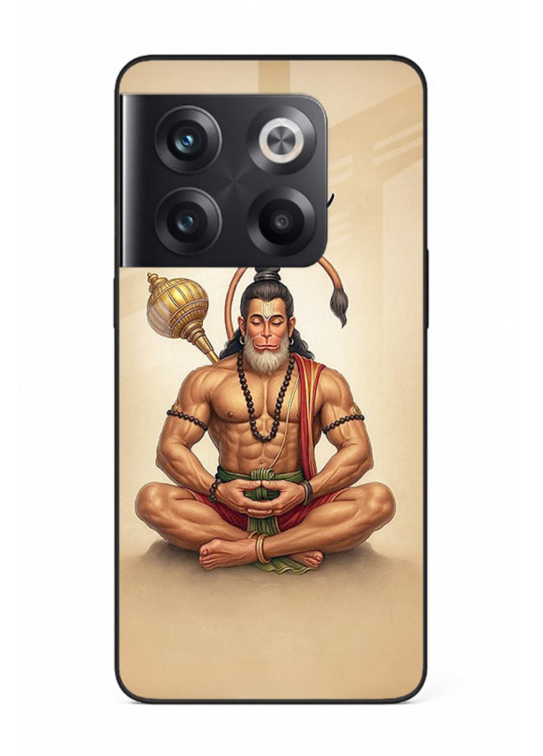 Lord Hanuman meditation pose OnePlus 10T glass back devotional calm cover