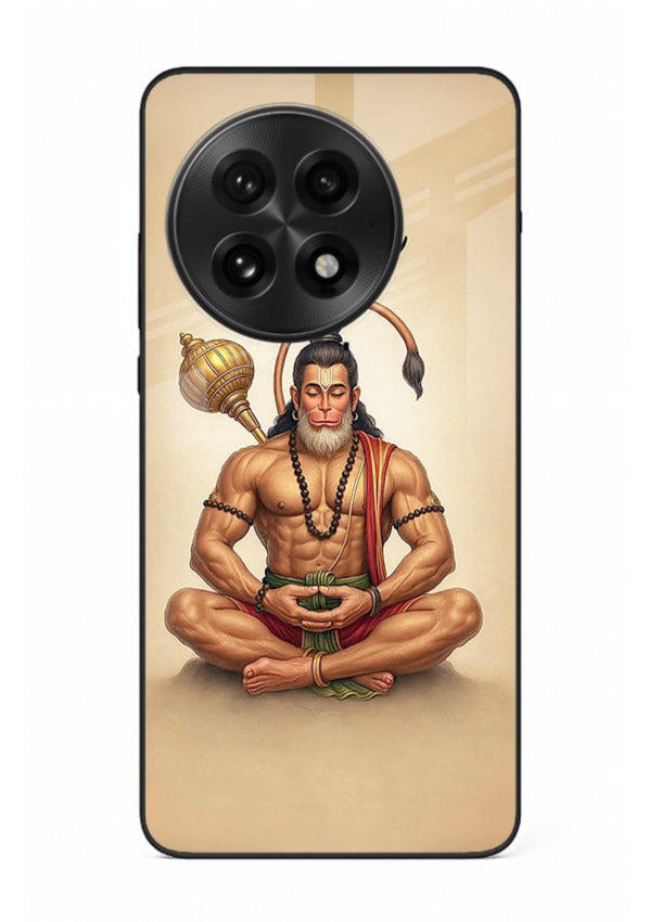 Lord Hanuman meditation pose OnePlus 13R glass back devotional calm cover