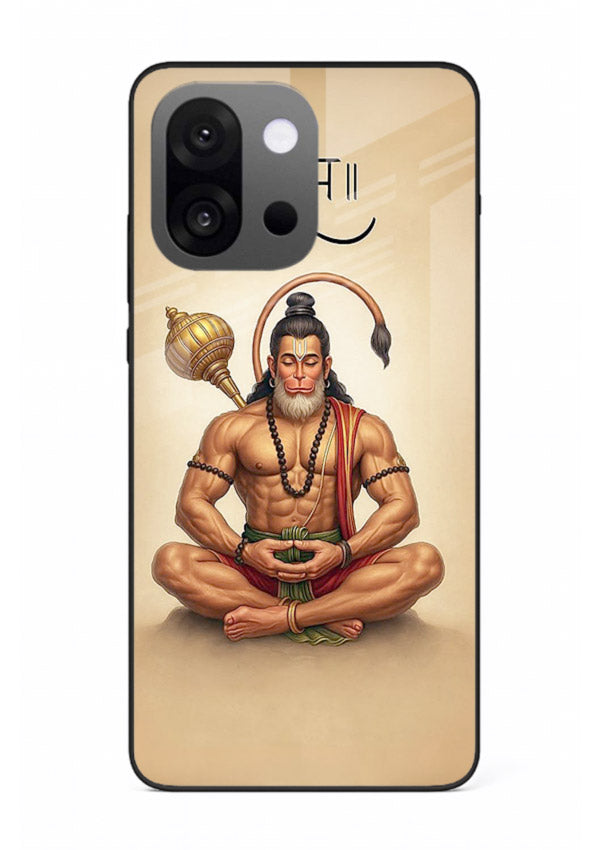 Lord Hanuman meditation pose OnePlus 13s glass back devotional calm cover