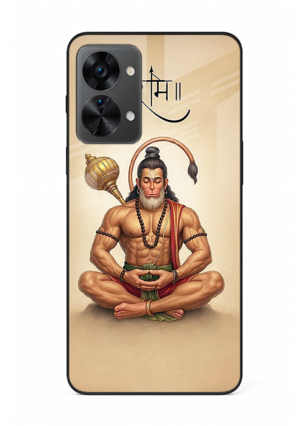 Lord Hanuman meditation pose OnePlus Nord 2T glass back devotional calm cover