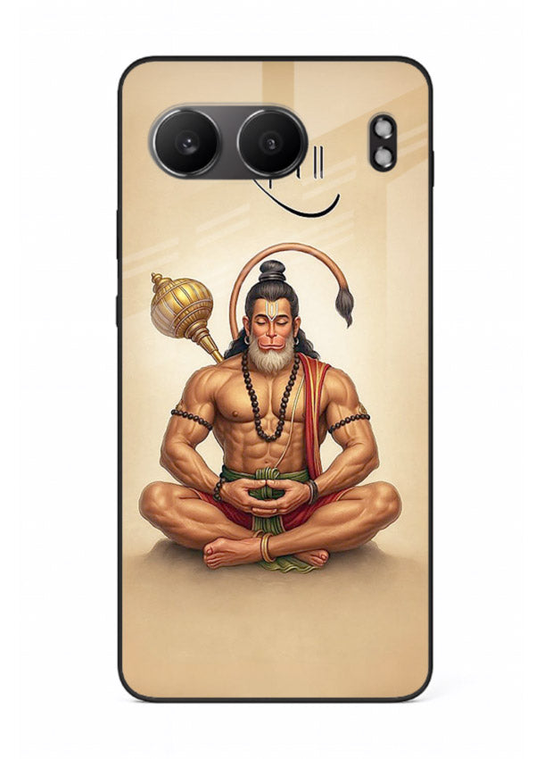 Lord Hanuman meditation pose OnePlus Nord 4 glass back devotional calm cover