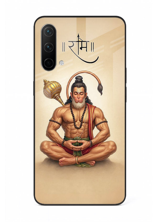 Lord Hanuman meditation pose OnePlus Nord CE 5G glass back devotional calm cover
