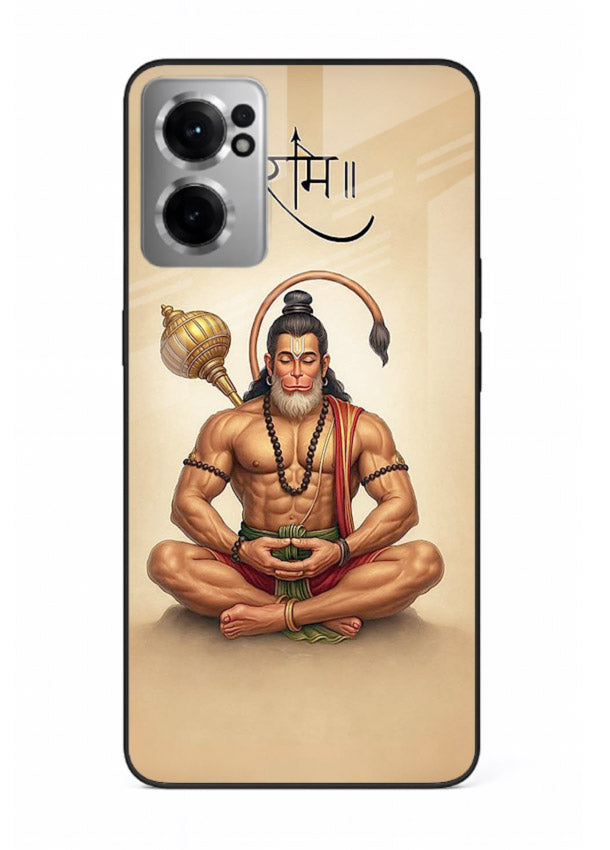 Lord Hanuman meditation pose OnePlus Nord CE2 5G glass back devotional calm cover