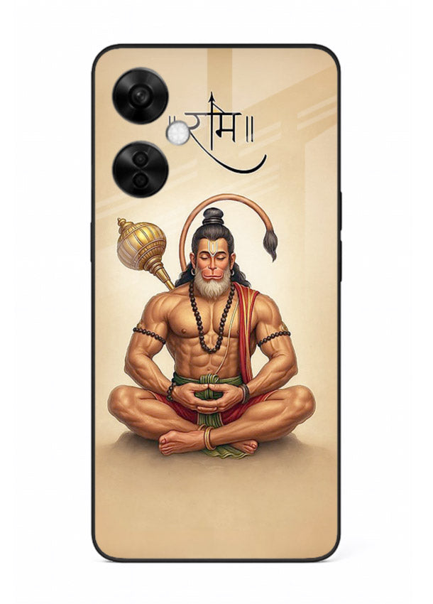 Lord Hanuman meditation pose OnePlus Nord CE3 Lite glass back devotional calm cover