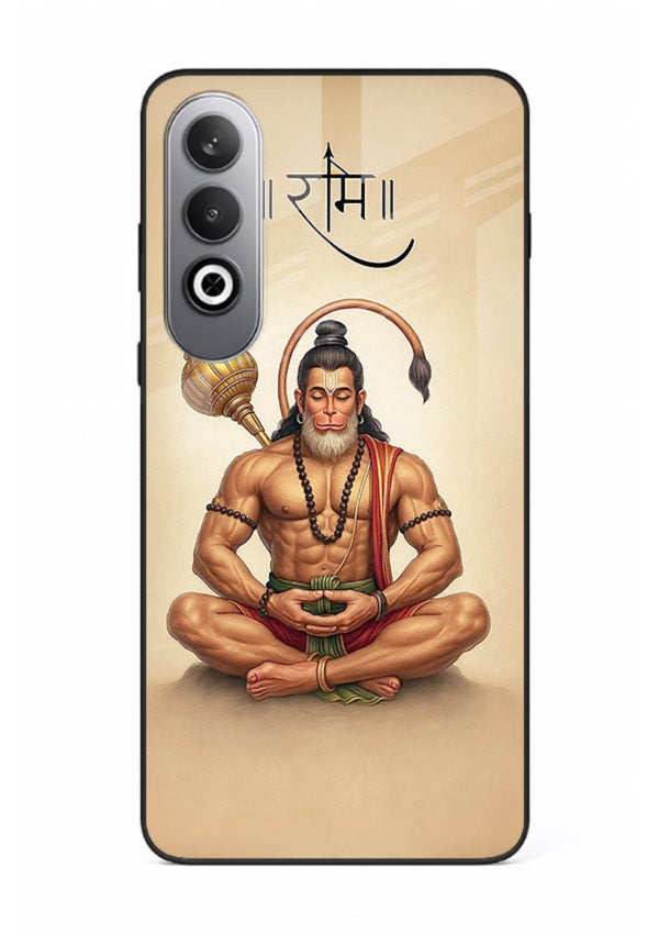 Lord Hanuman meditation pose OnePlus Nord CE4 glass back devotional calm cover