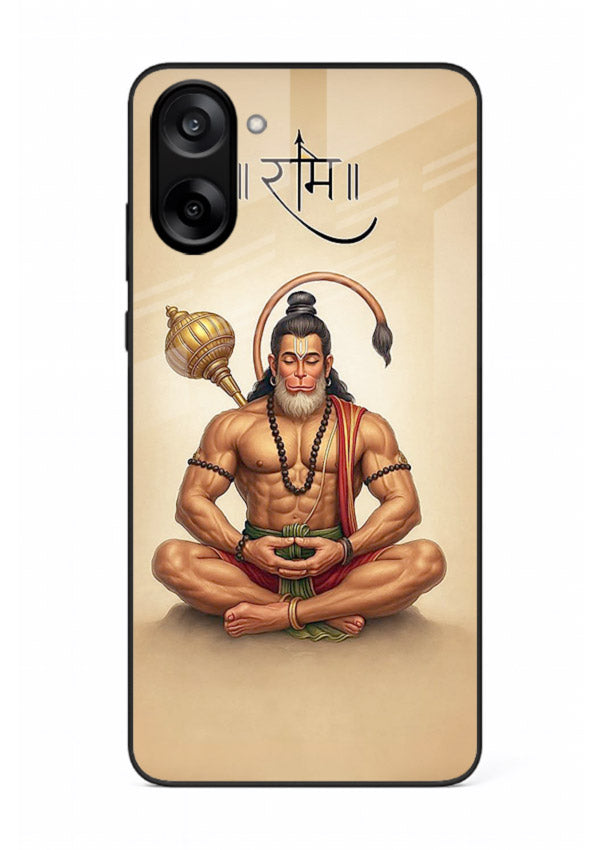 Lord Hanuman meditation pose OnePlus Nord CE5 glass back devotional calm cover