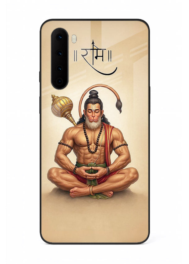 Lord Hanuman meditation pose OnePlus Nord glass back devotional calm cover