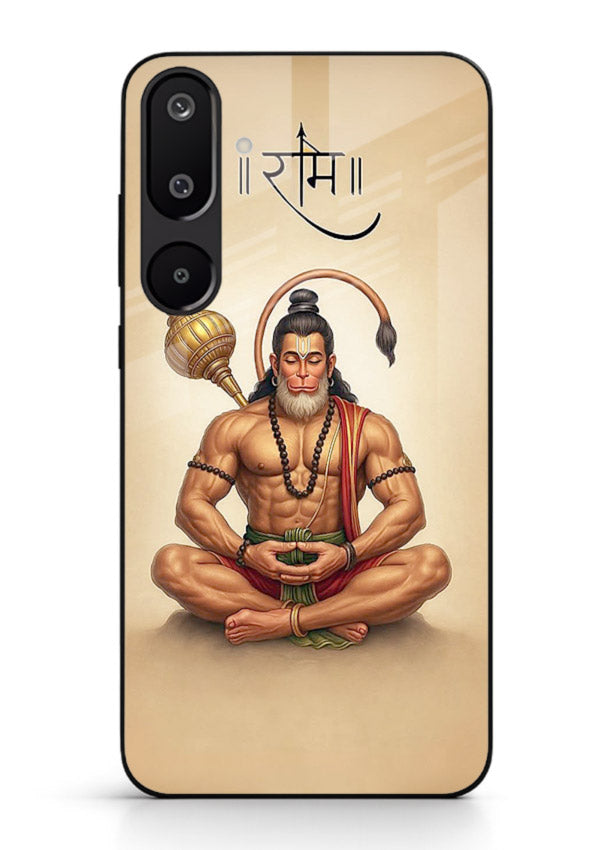 Lord Hanuman meditation pose Samsung M16 5G glass back devotional calm cover