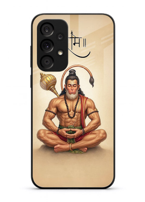 Lord Hanuman meditation pose Samsung M32 5G glass back devotional calm cover