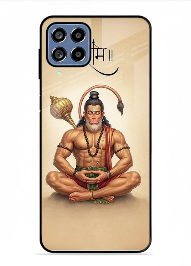Lord Hanuman meditation pose Samsung F12 5G glass back devotional calm cover
