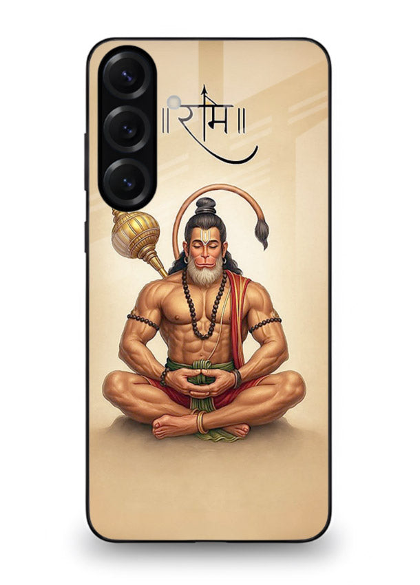 Lord Hanuman meditation pose Samsung A35 5G glass back devotional calm cover