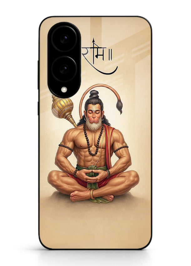 Lord Hanuman meditation pose Samsung S25 Edge glass back devotional calm cover