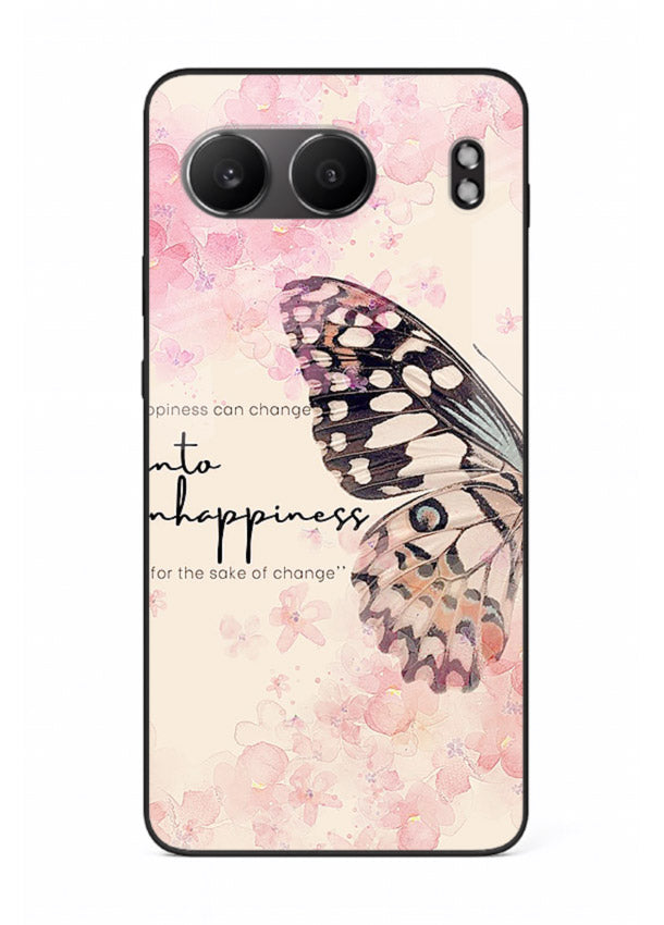 Butterfly floral artwork printed on OnePlus Nord 4 glass back cover with uplifting movement.