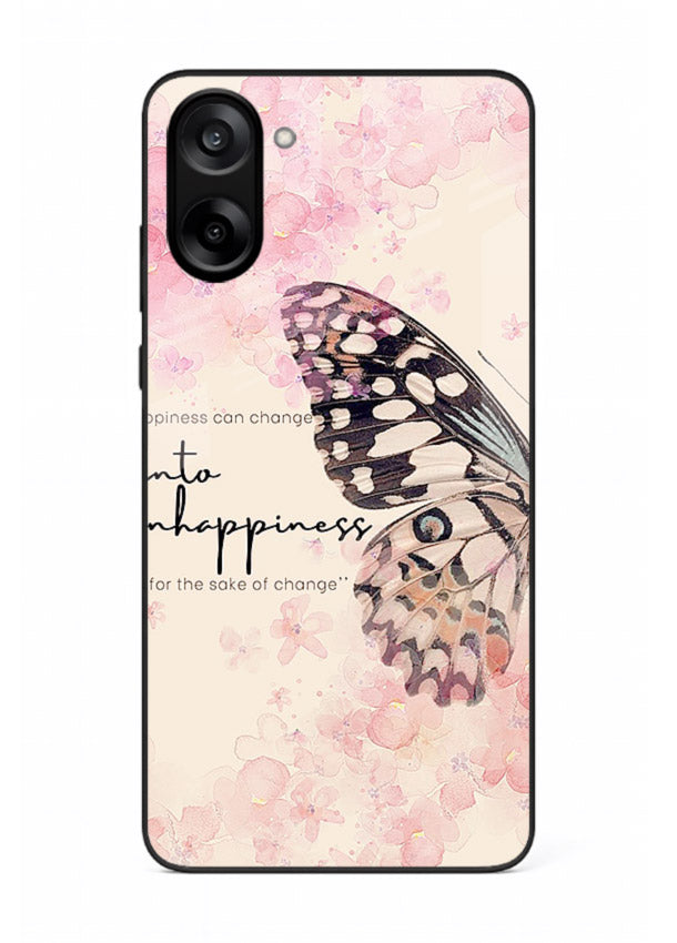 Butterfly floral artwork printed on OnePlus Nord CE5 glass back cover with uplifting movement.