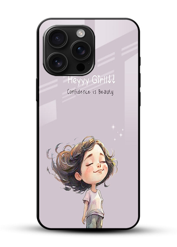 Happy Girl Breeze aesthetic artwork glossy vibrant premium glass back cover - Angle Front
