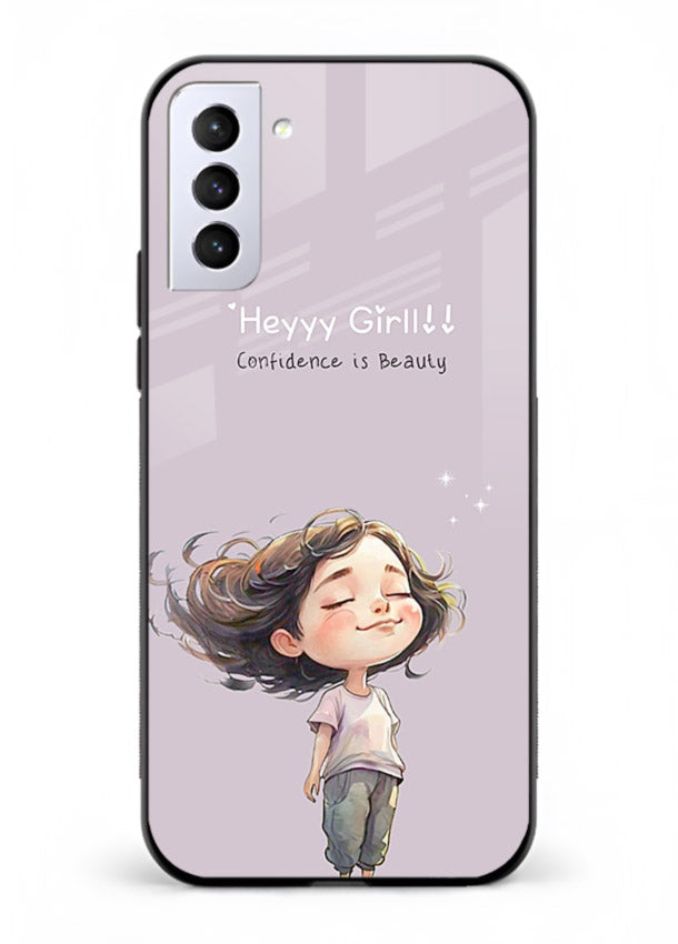 Happy Girl Breeze aesthetic artwork Samsung S21 Plus glass back cover