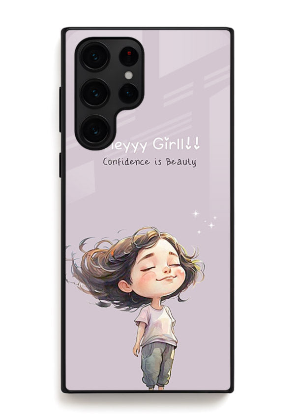 Happy Girl Breeze aesthetic artwork Samsung S23 Ultra glass back cover