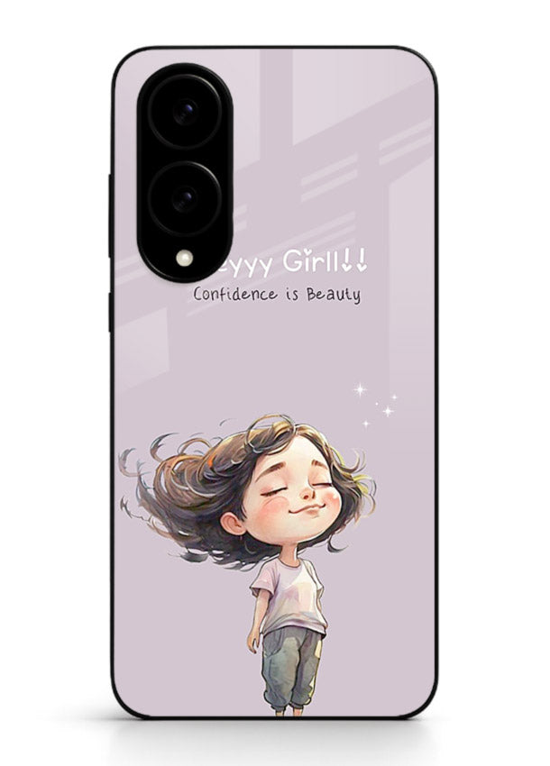 Happy Girl Breeze aesthetic artwork Samsung S25 Edge glass back cover