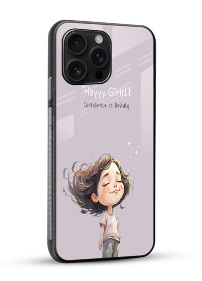 Happy Girl Breeze aesthetic artwork glossy vibrant premium glass back cover - Angle Side