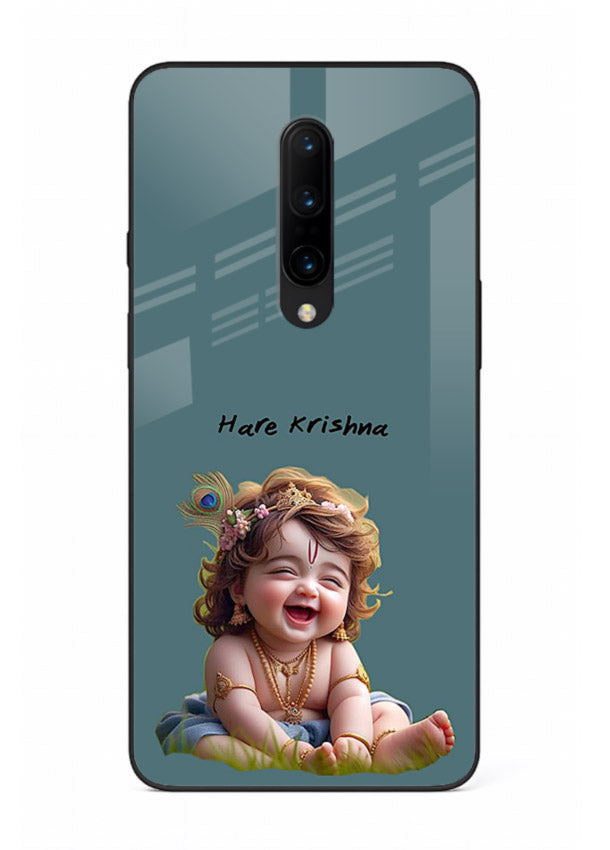 Happy Krishna smiling artwork OnePlus 7 Pro glass cover divine joyful theme