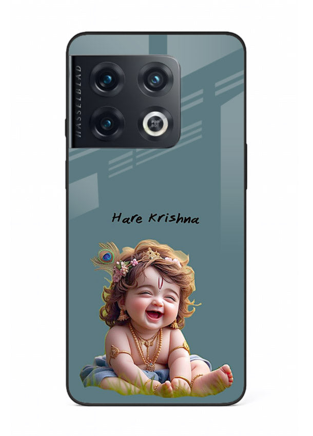 Happy Krishna smiling artwork OnePlus 10 Pro glass cover divine joyful theme